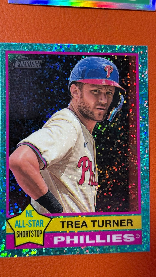 2025 Topps Heritage - Chrome Aqua Sparkle Refractor | Trea Turner