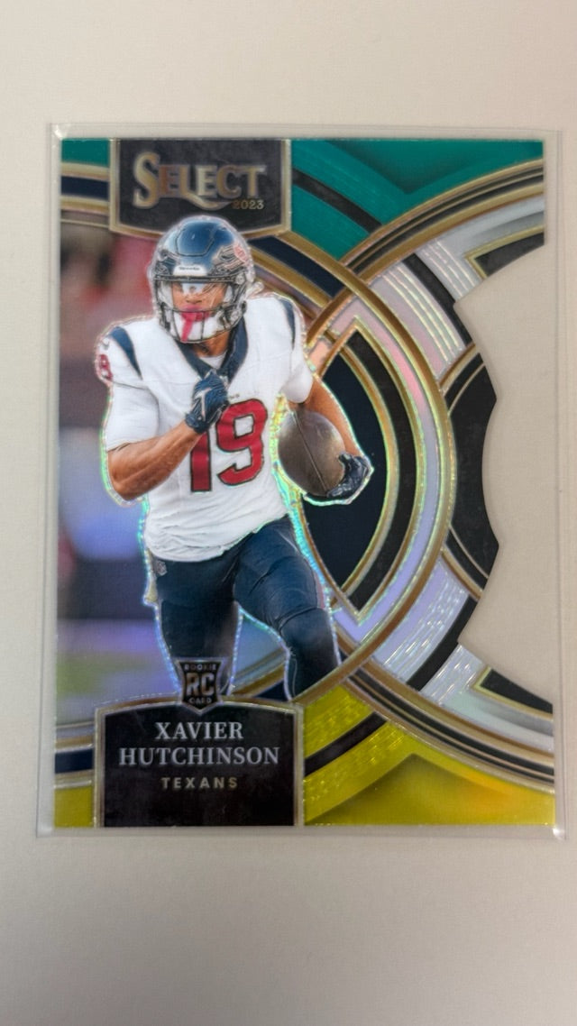 2023 Prizm Panini Select - Green and Yellow Prizms Die Cuts | Xavier Hutchinson