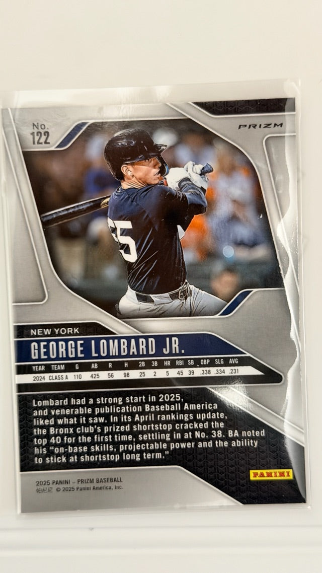 George Lombard Jr. 2025 Panini Panini Prizm #122 (front);George Lombard Jr. 2025 Panini Panini Prizm #122 (back)