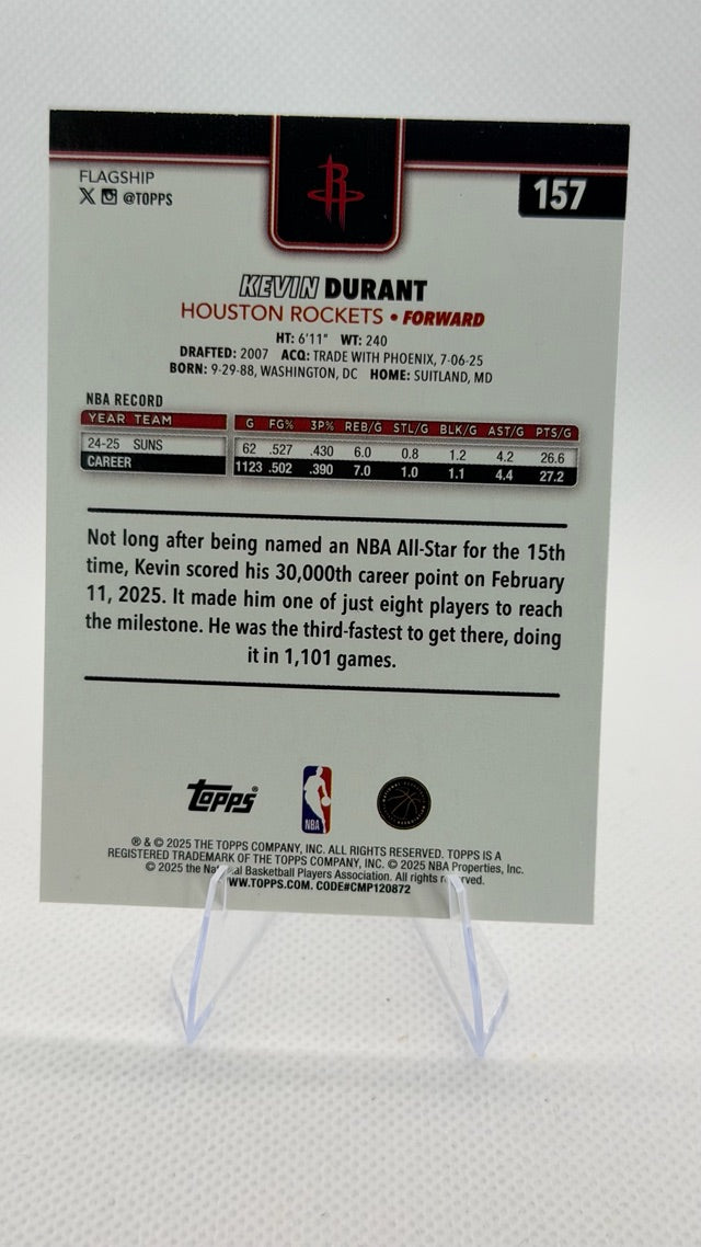 Kevin Durant 2025-26 Topps Diamante #157 (front);Kevin Durant 2025-26 Topps Diamante #157 (back)
