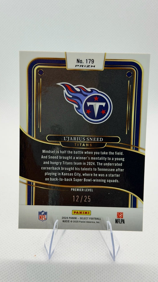 L'Jarius Sneed 2024 Select Panini Select #179 (front);L'Jarius Sneed 2024 Select Panini Select #179 (back)