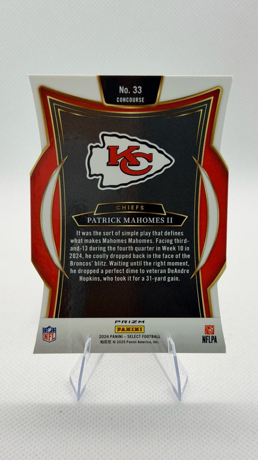 Patrick Mahomes II 2024 Panini Panini Select #33 (front);Patrick Mahomes II 2024 Panini Panini Select #33 (back)