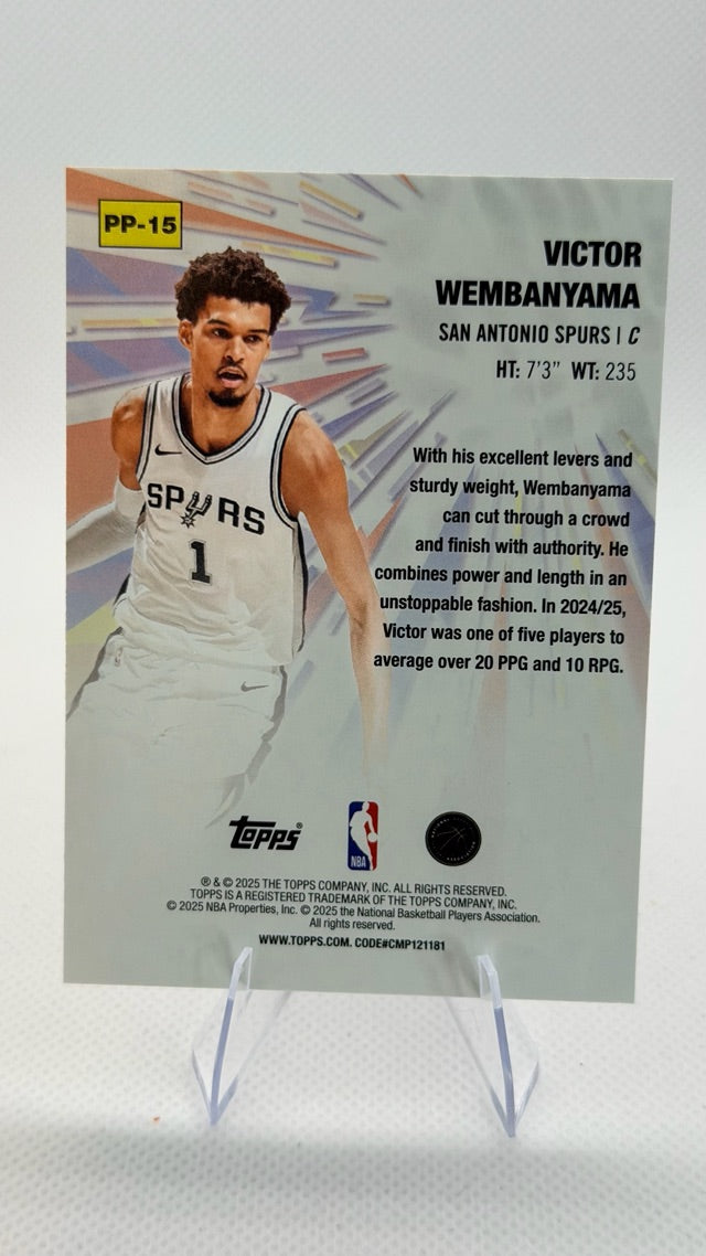 Victor Wembanyama 2025-26 Topps Power Players #PP-15 (front);Victor Wembanyama 2025-26 Topps Power Players #PP-15 (back)