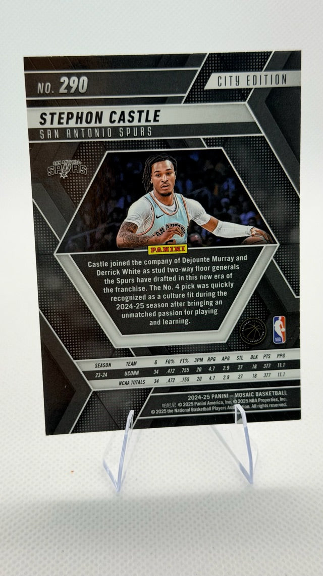 Stephon Castle 2024-25 Panini Panini Mosaic #290 (front);Stephon Castle 2024-25 Panini Panini Mosaic #290 (back)
