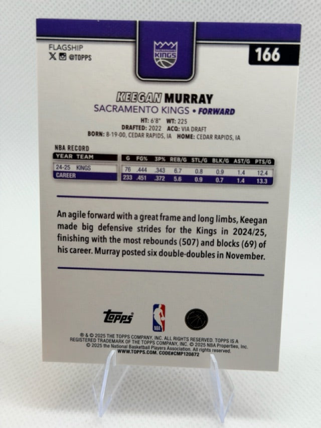 Keegan Murray 2025-26 Topps Flagship #166 (front);Keegan Murray 2025-26 Topps Flagship #166 (back)