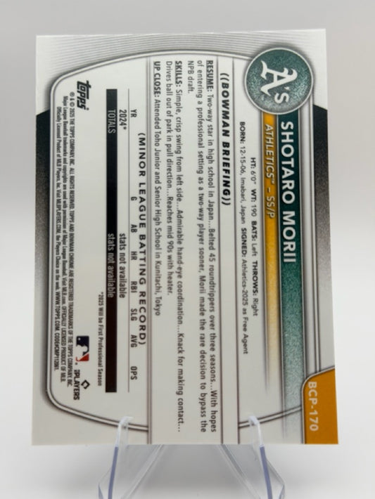 Shotaro Morii 2025 Bowman Prospects Laser #BCP-170 (front);Shotaro Morii 2025 Bowman Prospects Laser #BCP-170 (back)