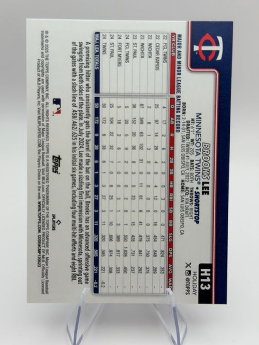 Brooks Lee 2025 Topps Topps Holiday #H13b (front);Brooks Lee 2025 Topps Topps Holiday #H13b (back)