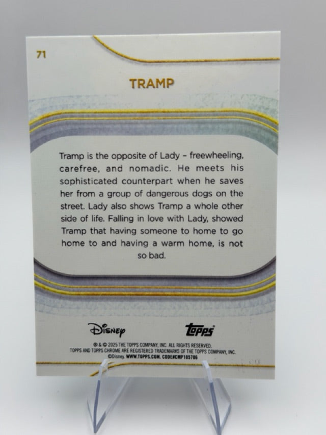 Tramp 2025 Topps Topps Chrome Disney #71 (front);Tramp 2025 Topps Topps Chrome Disney #71 (back)