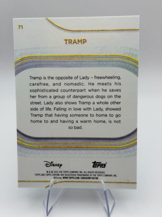 Tramp 2025 Topps Topps Chrome Disney #71 (front);Tramp 2025 Topps Topps Chrome Disney #71 (back)