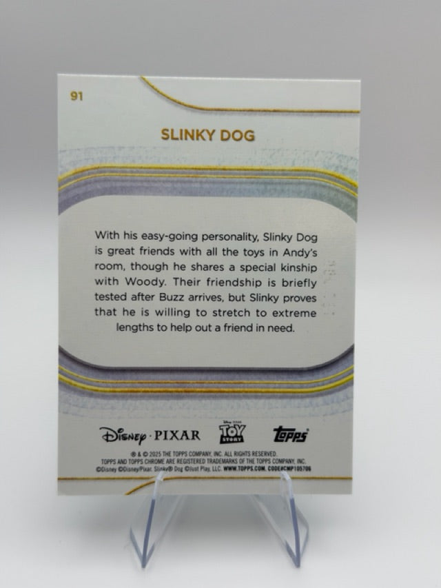 Slinky Dog 2025 Topps Topps Chrome Disney #91 (front);Slinky Dog 2025 Topps Topps Chrome Disney #91 (back)