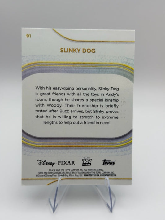 Slinky Dog 2025 Topps Topps Chrome Disney #91 (front);Slinky Dog 2025 Topps Topps Chrome Disney #91 (back)