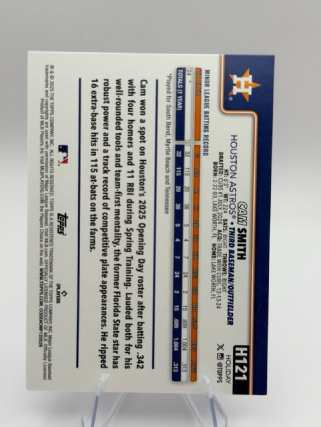 Cam Smith 2025 Topps Topps Holiday #H121 (front);Cam Smith 2025 Topps Topps Holiday #H121 (back)