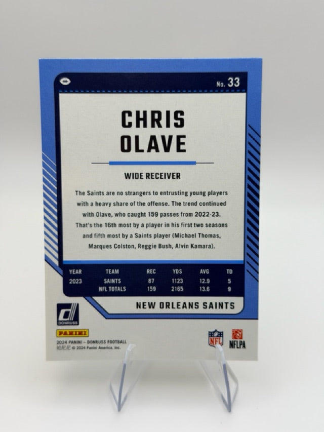 Chris Olave 2024 Donruss Donruss #33 (front);Chris Olave 2024 Donruss Donruss #33 (back)