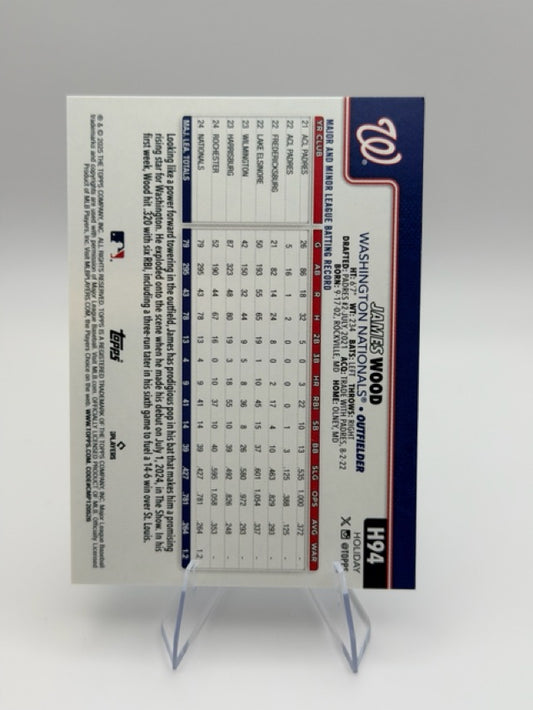James Wood 2025 Topps Topps Holiday #H94 (front);James Wood 2025 Topps Topps Holiday #H94 (back)