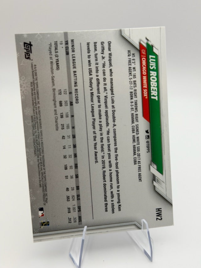 Luis Robert 2020 Topps Topps Holiday #HW2c (front);Luis Robert 2020 Topps Topps Holiday #HW2c (back)