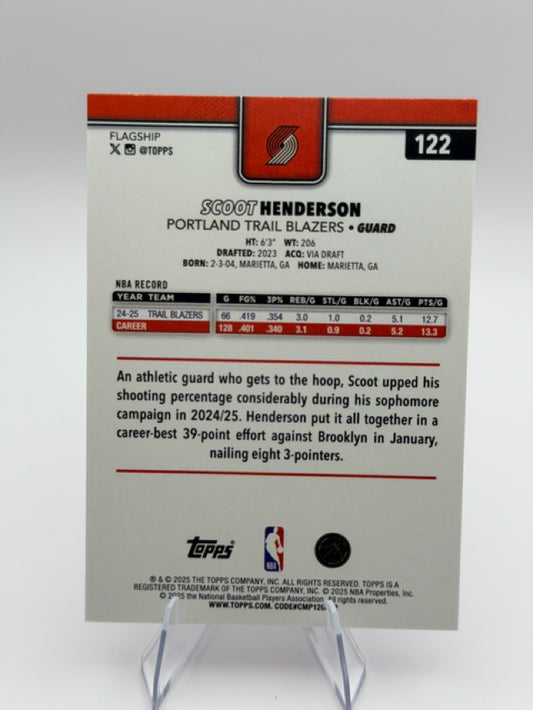 Scoot Henderson 2025-26 Topps Diamante Pink #122 (front);Scoot Henderson 2025-26 Topps Diamante Pink #122 (back)