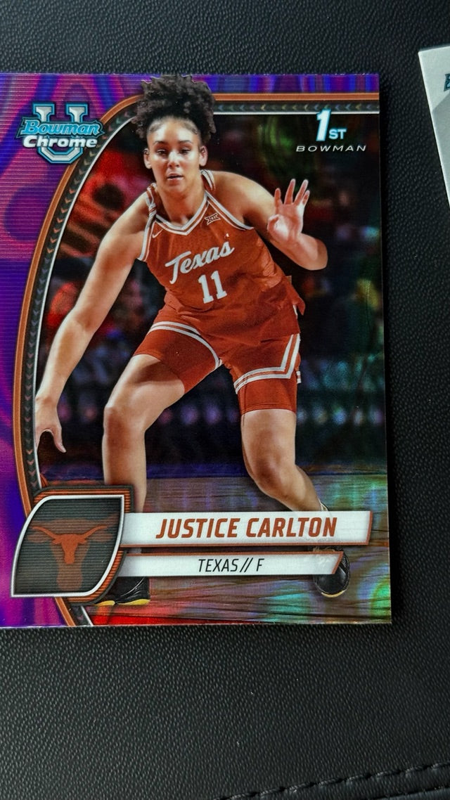 2024 Bowman University Chrome - Purple Lava Refractor | Justice Carlton