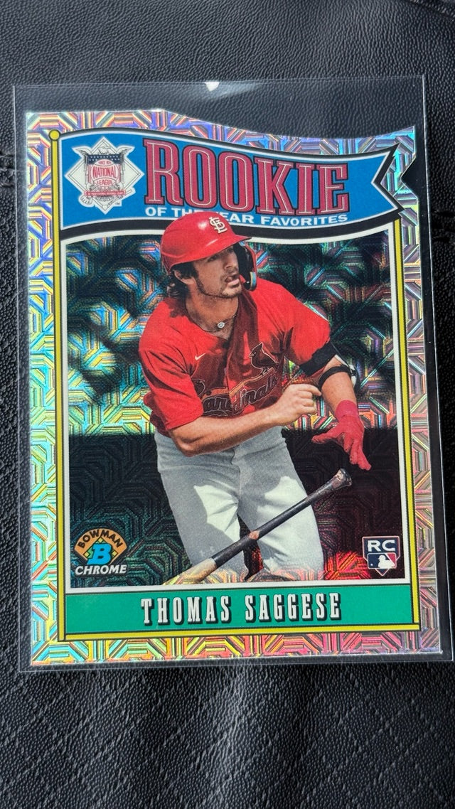 2025 Bowman Rookie of the Year Favorites Mega Refractor | Thomas Saggese