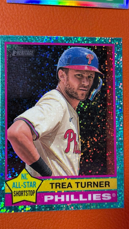 2025 Topps Heritage - Chrome Aqua Sparkle Refractor | Trea Turner
