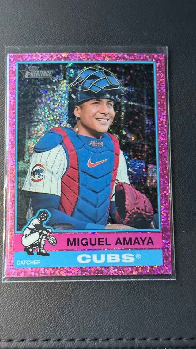 2025 Topps Heritage - Chrome Burgundy Sparkle Refractor | Miguel Amaya