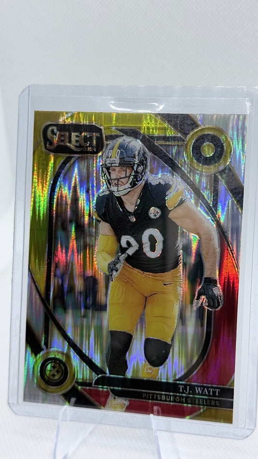2024 Prizm Panini Select - Red & Yellow Prizm Shock | T.J. Watt