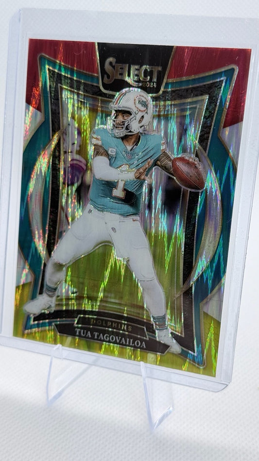 2024 Panini Select - Red & Yellow Prizm Shock | Tua Tagovailoa