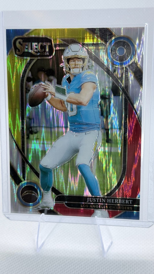 2024 Prizm Panini Select - Red & Yellow Prizm Shock | Justin Herbert