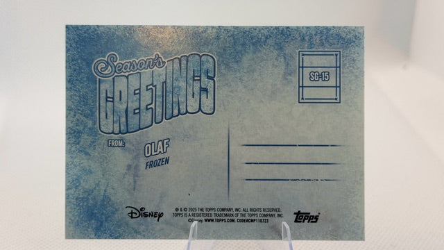 Olaf 2025 Topps Season's Greetings #SG-15 (front);Olaf 2025 Topps Season's Greetings #SG-15 (back)