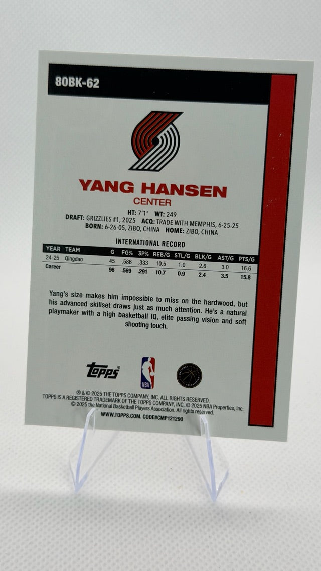 Yang Hanson 2025-26 Topps Flagship #80BK-62 (front);Yang Hanson 2025-26 Topps Flagship #80BK-62 (back)