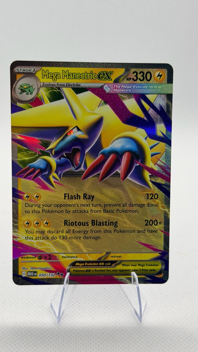 Mega Manectric ex 2025  ME01: Mega Evolution #050/132 (front);Mega Manectric ex 2025  ME01: Mega Evolution #050/132 (back)