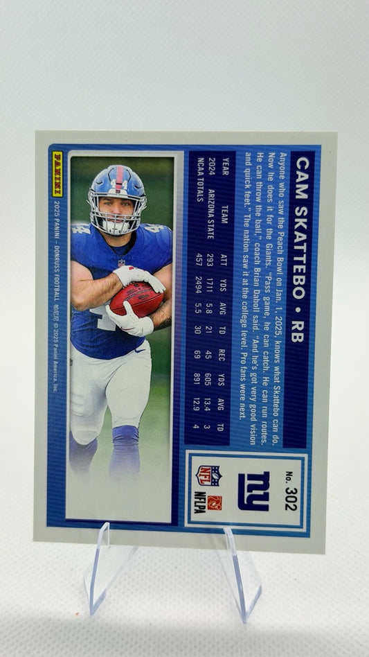 Cam Skattebo 2025 Donruss Donruss #302 (front);Cam Skattebo 2025 Donruss Donruss #302 (back)