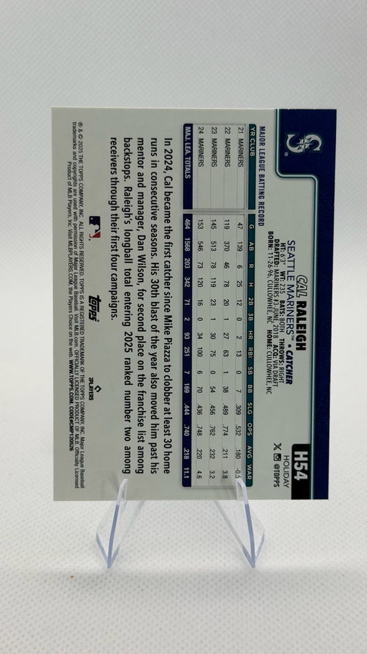 Cal Raleigh 2025 Topps Flagship ##H54 (front);Cal Raleigh 2025 Topps Flagship ##H54 (back)