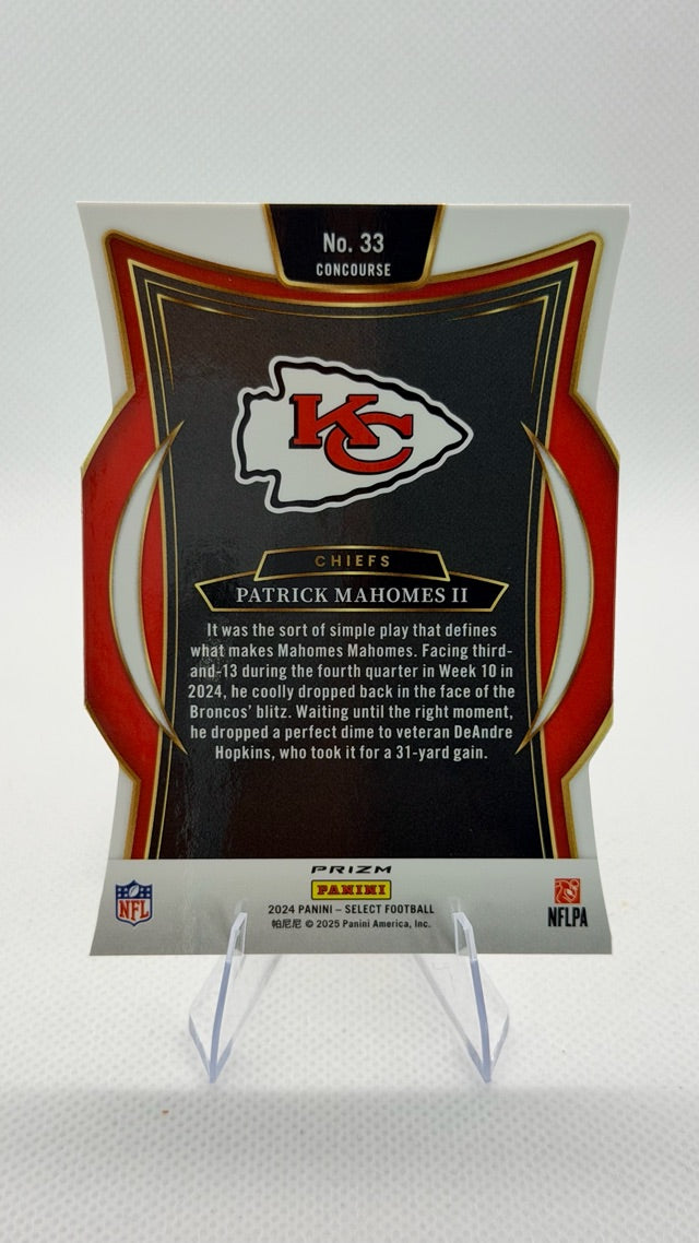 Patrick Mahomes II 2024 Panini Panini Select #33 (front);Patrick Mahomes II 2024 Panini Panini Select #33 (back)
