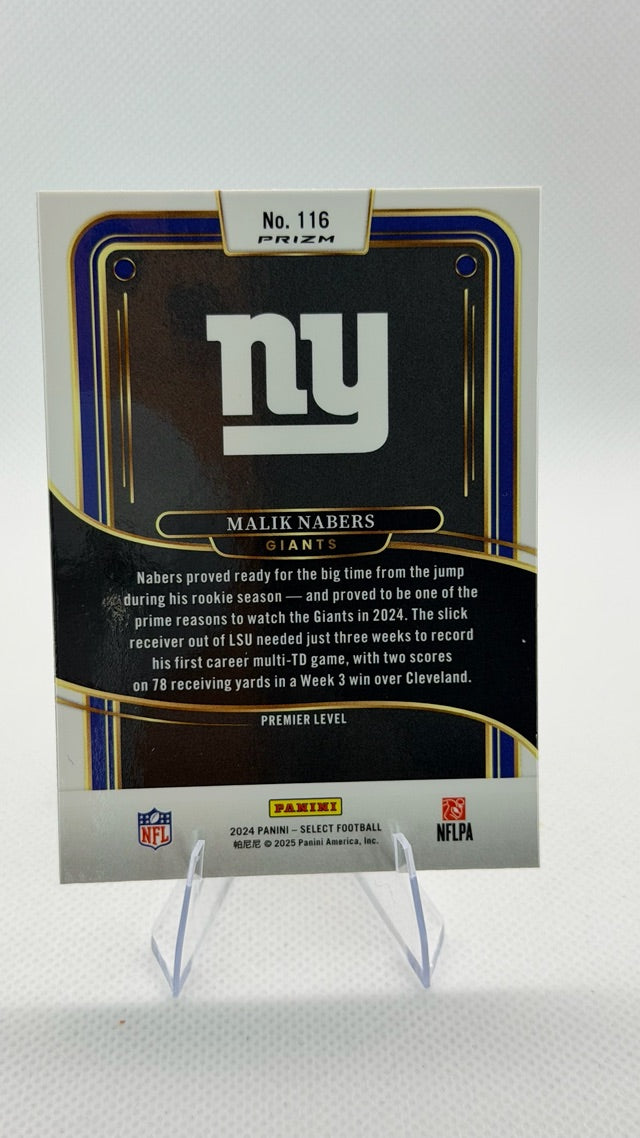 Malik Nabers 2024 Select Panini Select #116 (front);Malik Nabers 2024 Select Panini Select #116 (back)