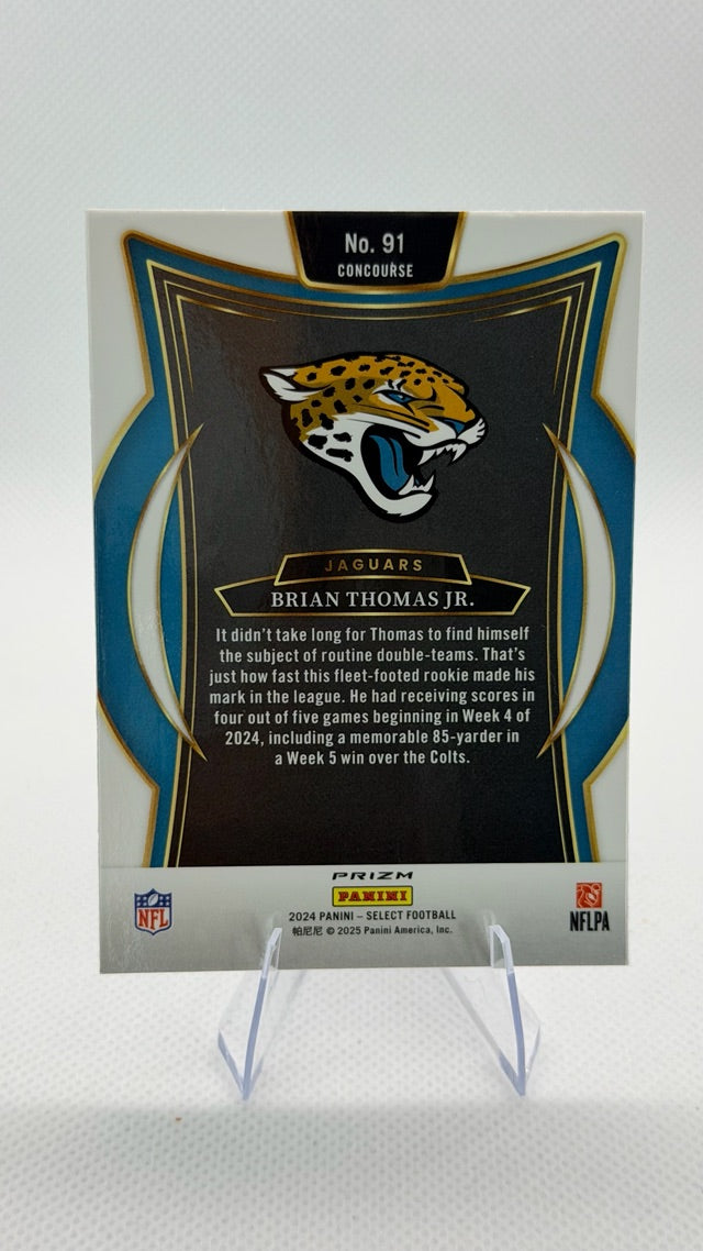 Brian Thomas Jr. 2024 Panini Panini Select #91 (front);Brian Thomas Jr. 2024 Panini Panini Select #91 (back)