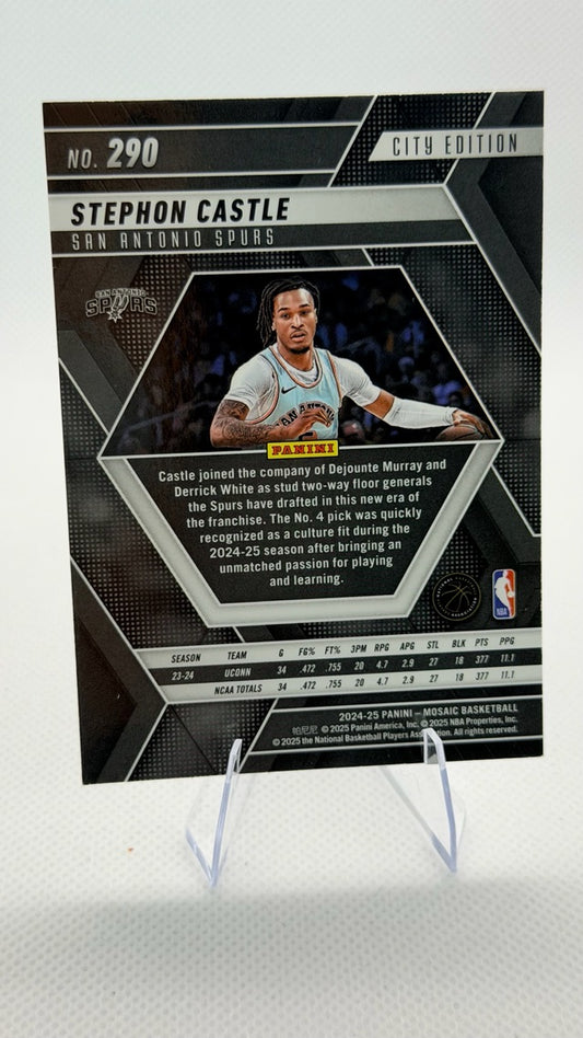 Stephon Castle 2024-25 Panini Panini Mosaic #290 (front);Stephon Castle 2024-25 Panini Panini Mosaic #290 (back)