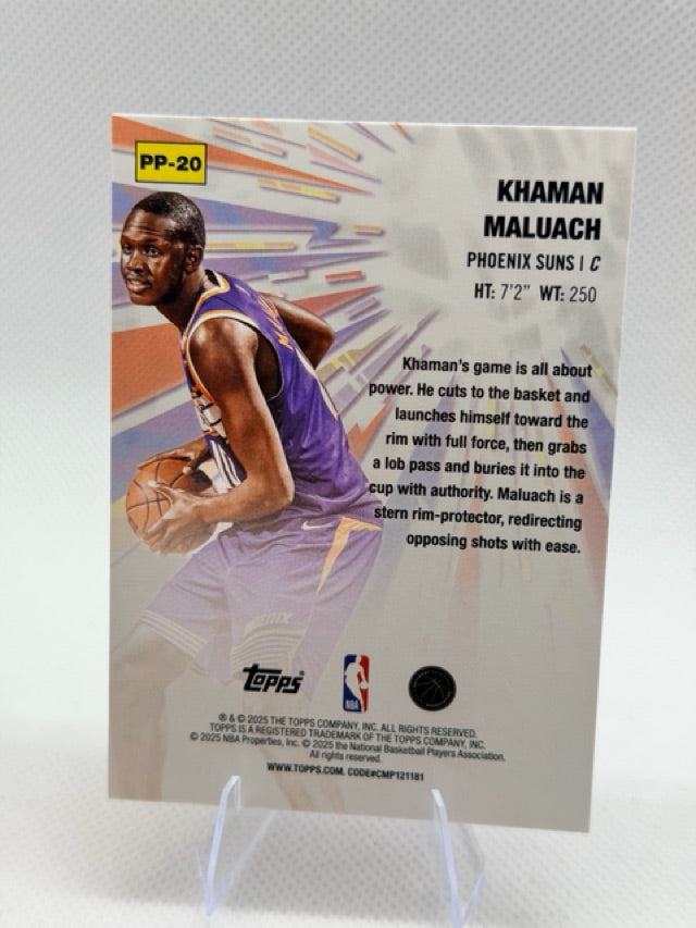Khaman Maluach 2025-26 Topps Flagship #PP-20 (front);Khaman Maluach 2025-26 Topps Flagship #PP-20 (back)
