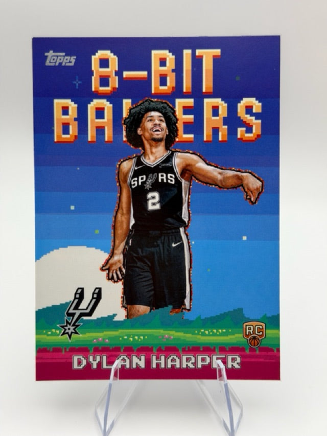 Dylan Harper 2025-26 Topps 8-Bit Ballers #8B-32 (front);Dylan Harper 2025-26 Topps 8-Bit Ballers #8B-32 (back)