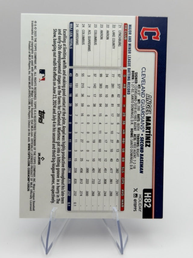 Angel MartÃ­nez 2025 Topps Topps Holiday #H82 (front);Angel MartÃ­nez 2025 Topps Topps Holiday #H82 (back)
