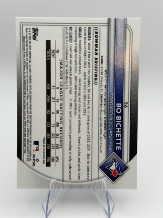 Bo Bichette 2025 Bowman Bowman Chrome #56 (front);Bo Bichette 2025 Bowman Bowman Chrome #56 (back)