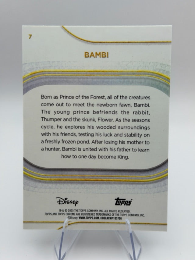 Bambi 2025 Topps Topps Chrome Disney #7 (front);Bambi 2025 Topps Topps Chrome Disney #7 (back)