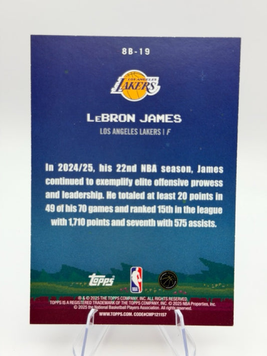 LeBron James 2025-26 Topps 8-Bit Ballers #8B-19 (front);LeBron James 2025-26 Topps 8-Bit Ballers #8B-19 (back)