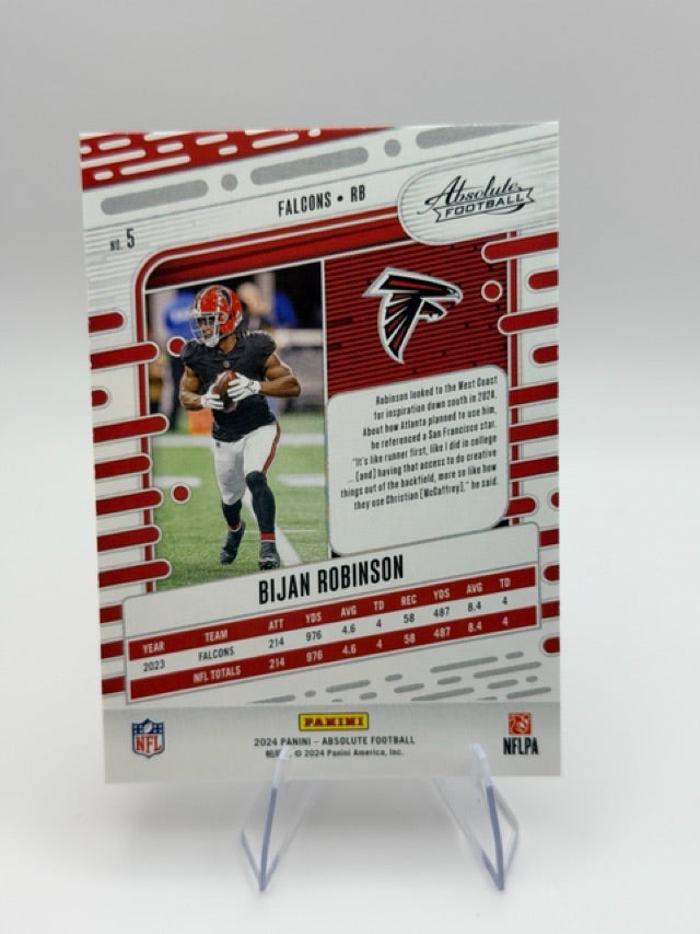 Bijan Robinson 2024 Panini Panini Absolute #5 (front);Bijan Robinson 2024 Panini Panini Absolute #5 (back)