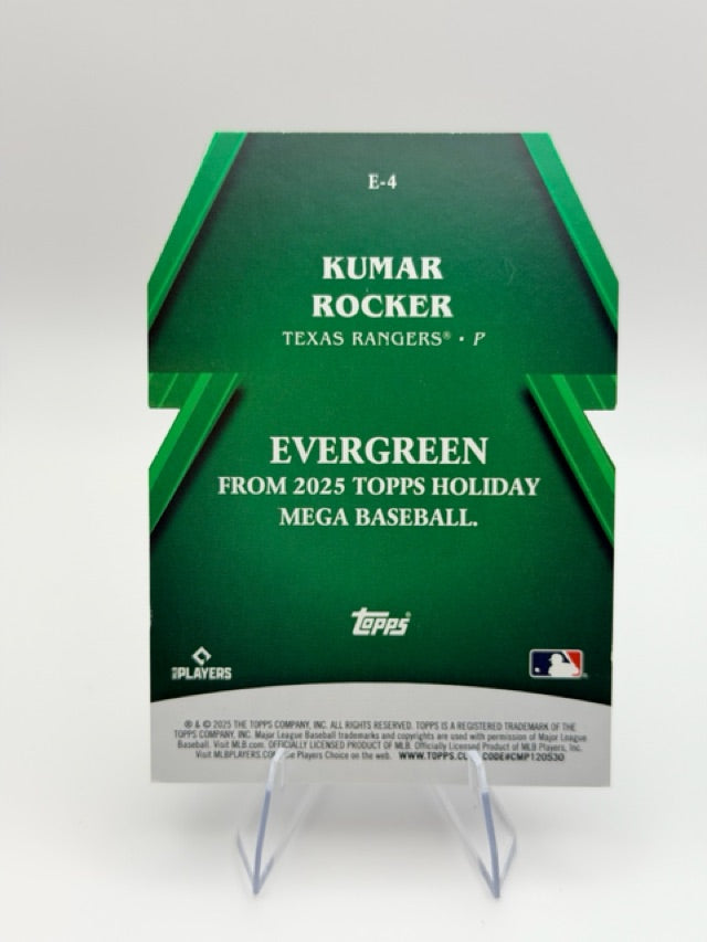 Kumar Rocker 2025 Topps Topps Holiday #E-4 (front);Kumar Rocker 2025 Topps Topps Holiday #E-4 (back)