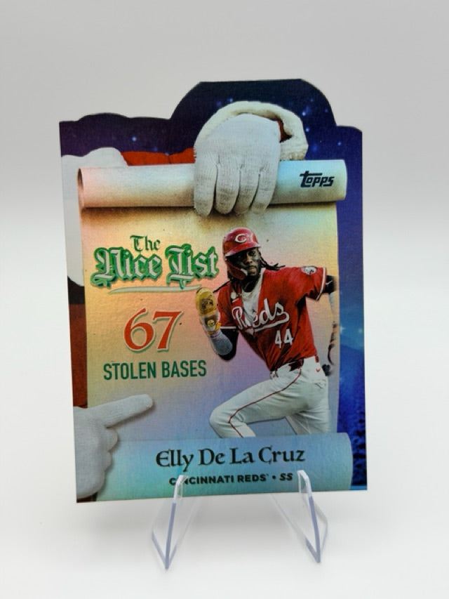 Elly De La Cruz 2025 Topps Topps Holiday #MNL-7 (front);Elly De La Cruz 2025 Topps Topps Holiday #MNL-7 (back)