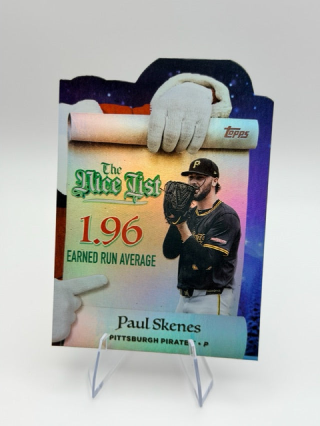 Paul Skenes 2025 Topps Topps Holiday #MNL-11 (front);Paul Skenes 2025 Topps Topps Holiday #MNL-11 (back)