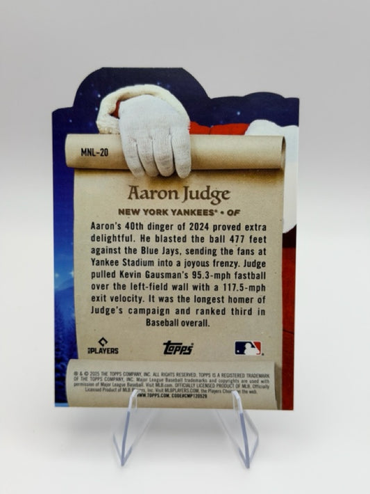 Aaron Judge 2025 Topps Topps Holiday #MNL-20 (front);Aaron Judge 2025 Topps Topps Holiday #MNL-20 (back)