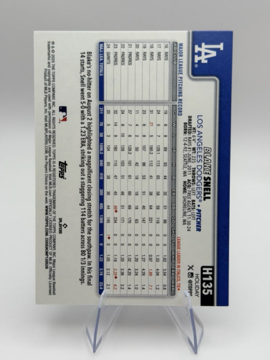 Blake Snell 2025 Topps Topps Holiday #H135 (front);Blake Snell 2025 Topps Topps Holiday #H135 (back)