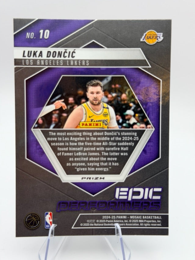 Luka Doncic 2024-25 Panini Panini Mosaic #10 (front);Luka Doncic 2024-25 Panini Panini Mosaic #10 (back)