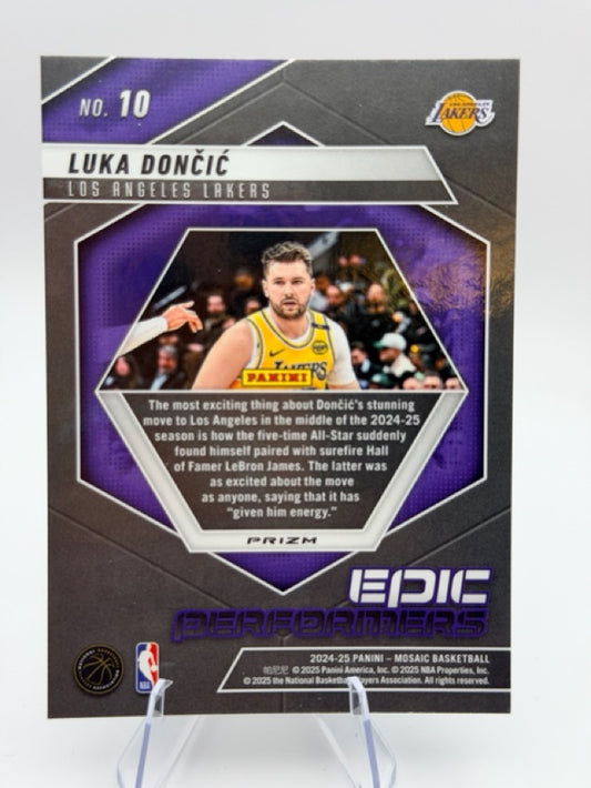 Luka Doncic 2024-25 Panini Panini Mosaic #10 (front);Luka Doncic 2024-25 Panini Panini Mosaic #10 (back)